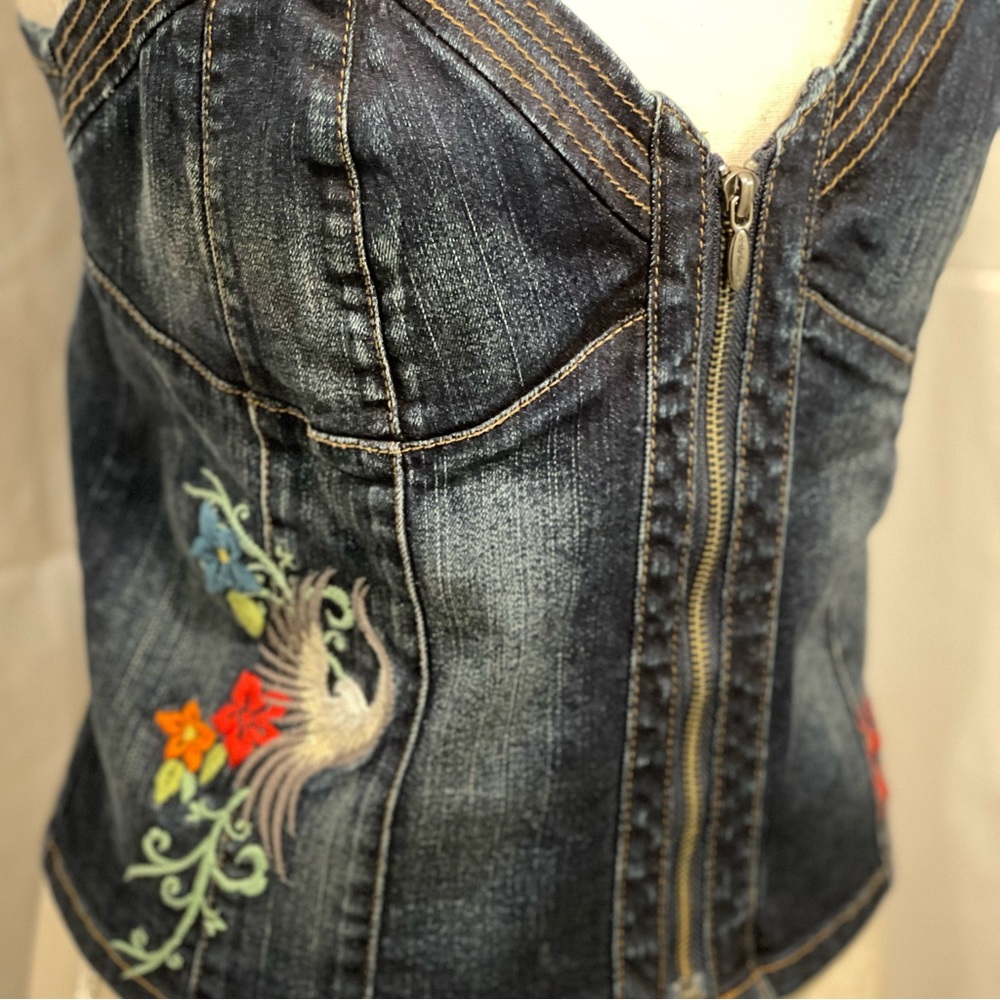 Harley Davidson Denim Corset Bustier Top